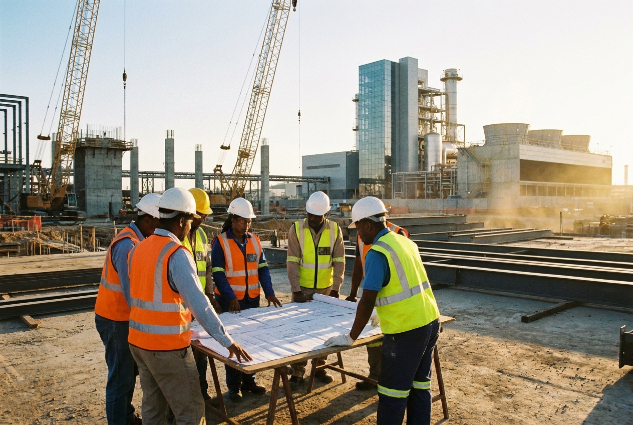 Engineering field workers on infrastructure project